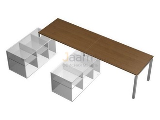 Мебель для персонала Рабочая станция (2х160) на 2-х опорных тумбах левых (БЕЗ ТУМБ) КВ 0114-2