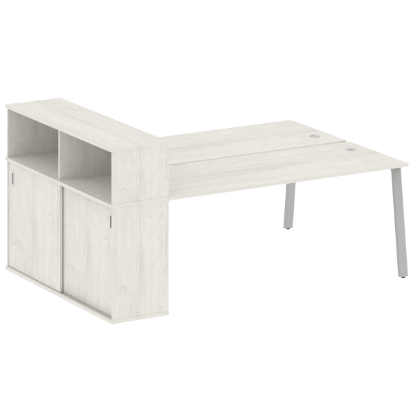 Рабочая станция с шкафом-купе на А-образном м/к Metal System Style БА.РС-СШК-2.5 Т 2210x1475x1098 (Дуб наварра/Серый металл)