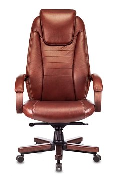 Кресло руководителя T-9923WALNUT светло-коричневый Leather EiCHel кожа крестов. металл/дерево