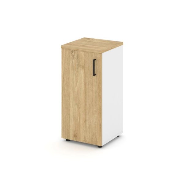 Шкаф низкий узкий SN.STU.E-301(L) (400х400х833) (Белый/Тиквуд Светлый)