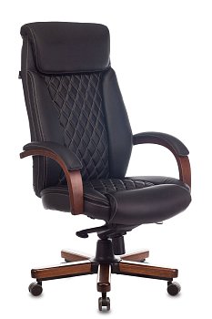 Кресло руководителя T-9924WALNUT черный кожа крестов. металл/дерево