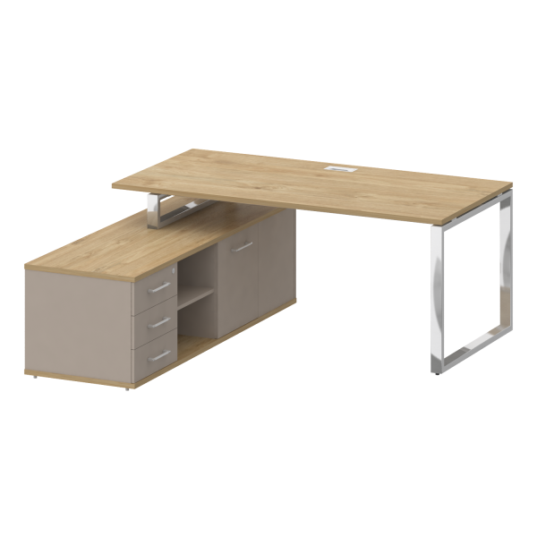 Стол руководителя с опорной греденцией, левый Shift SK.SRG-180 (L) (1800x1800x753)