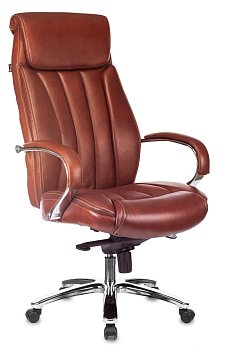 Кресло руководителя T-9922SL светло-коричневый Leather EiCHel кожа крестов. металл хром