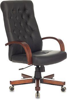 Кресло руководителя T-9928WALNUT/ECO черный эко.кожа крестов. металл/дерево