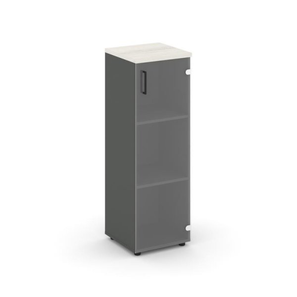 Шкаф средний узкий SN.STU.E-205(R) (400х400х1203) (Антрацит/Дуб Наварра/Прозрачный)