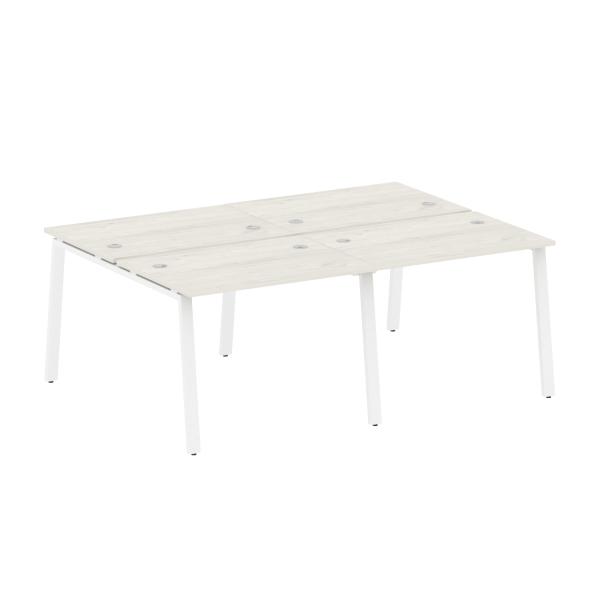 Рабочая станция на 4 рабочих места на А-образном м/к Metal System Style БА.СМ-4.1 2000x1475x750 (Дуб наварра/Белый металл)