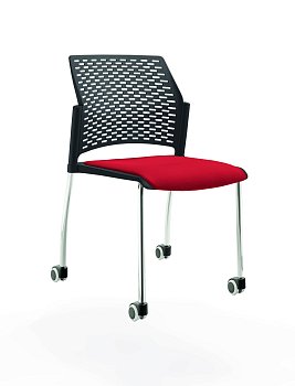 Стул на 4 ногах и колёсах Rewind ЦБ-00016957 Красный/Черный
