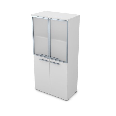 9Ш.004.8 Шкаф со стеклом (800x450x1645) (Белый премиум)
