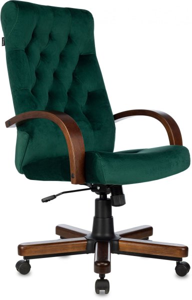 Кресло руководителя T-9928WALNUT Fabric зеленый Italia Green крестов. металл/дерево (Зеленый)
