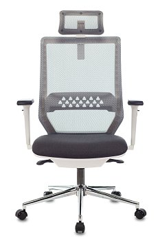 Кресло руководителя MC-W612N-H темно-серый TW-04 38-417 с подголов. крестов. металл хром пластик бел