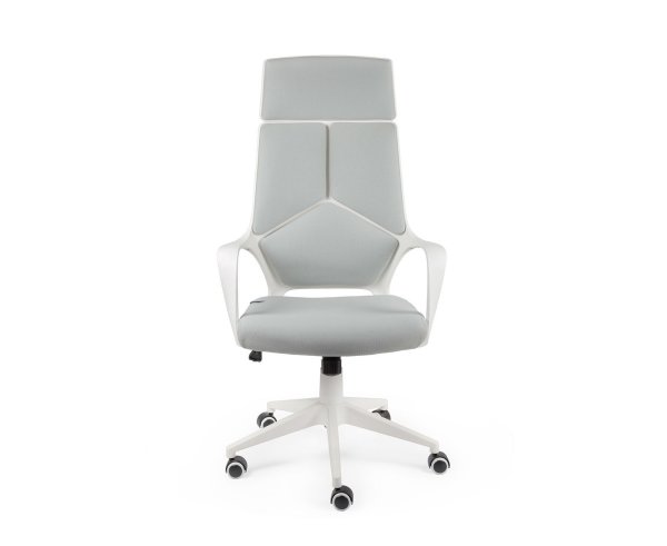 Кресло офисное / IQ / (white+grey) белый пластик / серая ткань